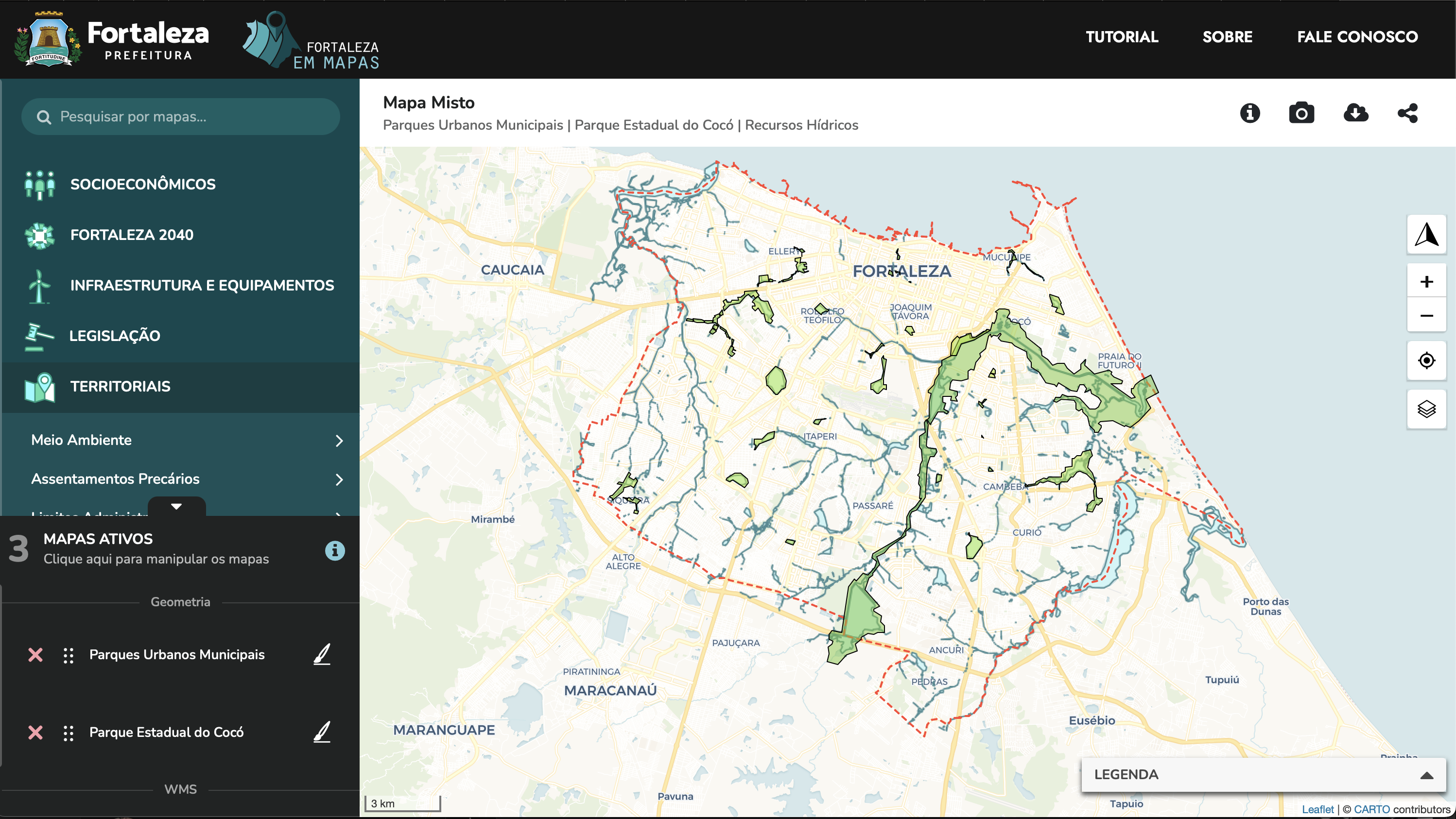 Fortaleza em Mapas atualiza dados de unidades de conservação e parques urbanos municipais